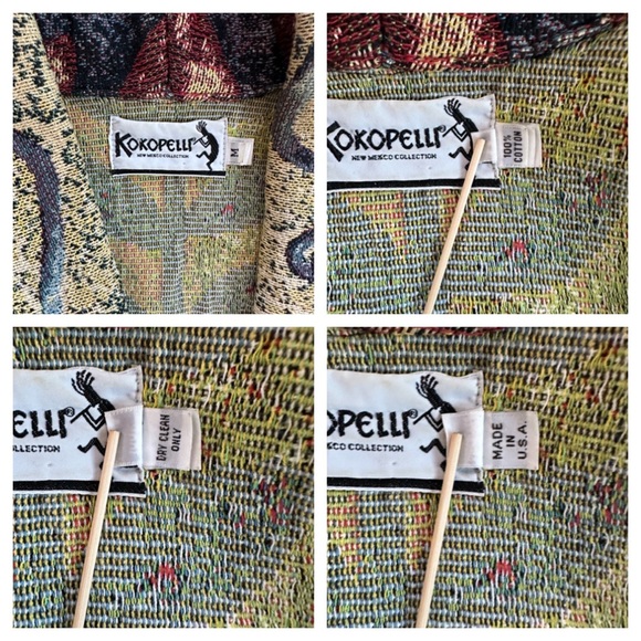 VTG KOKOPELLI WOVEN TAPESTRY ABSTRACT CROPPED BOXY BOLERO JACKET BLAZER SzM - Picture 9 of 12
